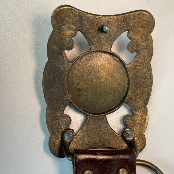 VTG River Island Women Belt Sz Small Brown Leather Metal Buckle Y2K 90s Cowboy main image 4